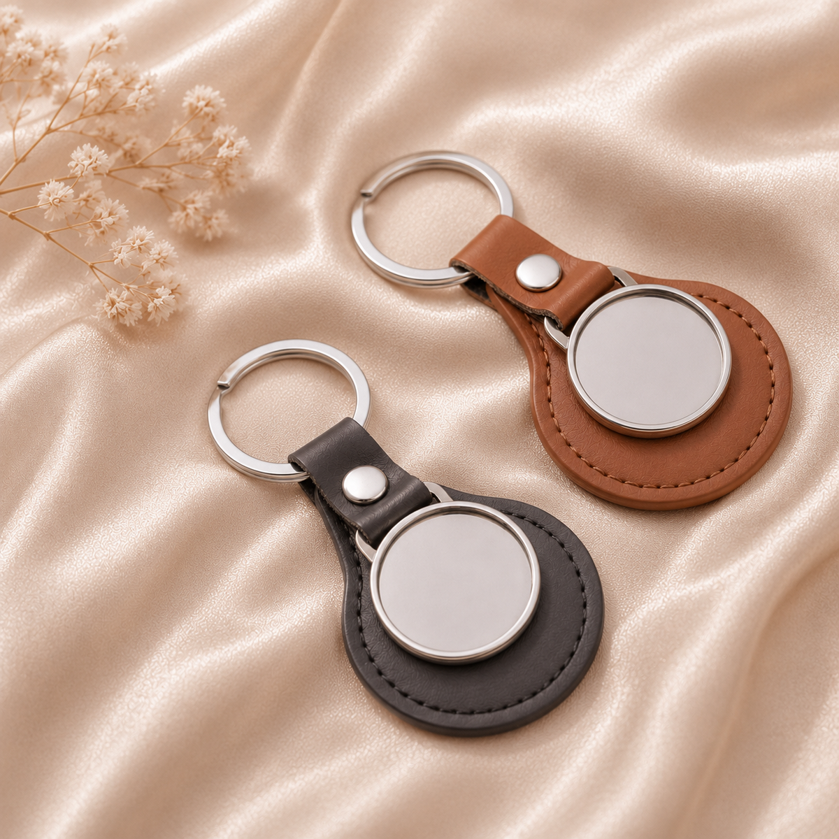 Engraved Leather Keyring Keepsake